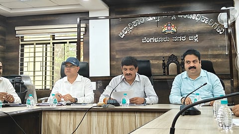 Bengaluru Urban DC Jagadish G addresses the media in the city on Friday.