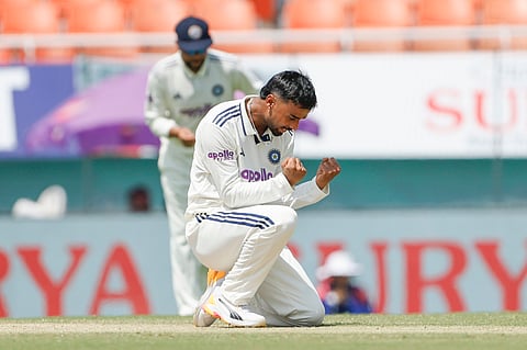 Manav Suthar celebrates a wicket