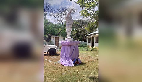 The statue was shifted to the Villupuram Taluk office on Saturday