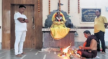 Puja being performed at the Kendrapara collectorate