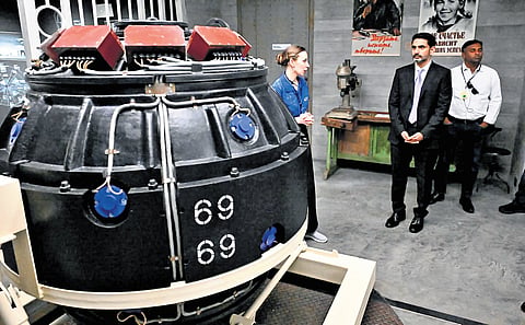 IT and HRD Minister Nara Lokesh visits the Nuclear Museum during his tour of Russia.