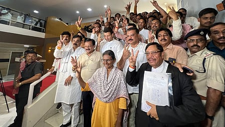 Meenakshi Natarajan, after filing her nomination papers for the Rajya Sabha elections from Madhya Pradesh. 