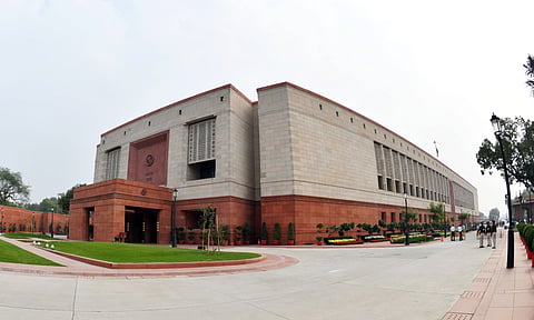 A view of the Parliament building in New Delhi.