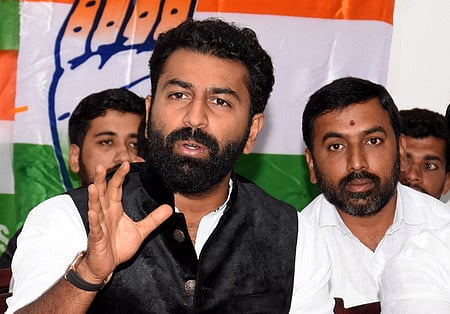 Karnataka Youth Congress president Mohammed Haris Nalapad addressing media persons in Mysuru.