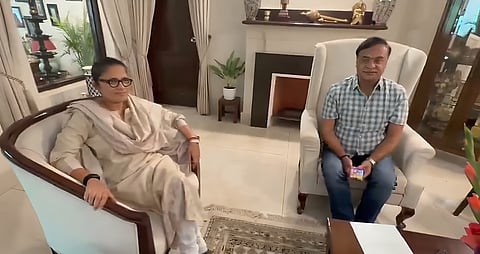 Sushmita Dev with Assam Chief Minister Himanta Biswa Sarma in New Delhi.