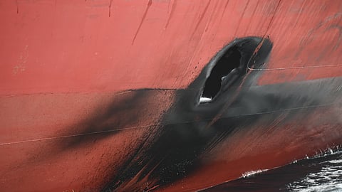According to the Navy, the team found that a projectile had breached the vessel’s hull, traversed multiple structural compartments and embedded itself inside a fuel tank without detonating.