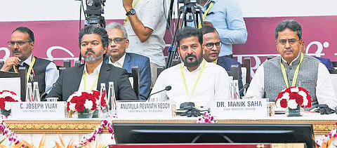 Chief Minister A Revanth Reddy during the Niti Aayog Governing Council meeting
