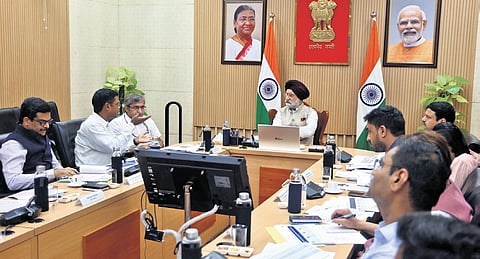 Lieutenant-Governor Taranjit Singh Sandhu chairs a review meet on Friday.