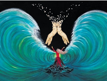 Two of the paintings in Namita Kulkarni’s series ‘Colonialism and the Climate Crisis’