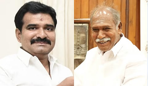 Tamil Nadu Minister N Anand and Puducherry Chief Minister N Rangasamy 