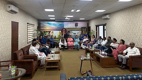 Rebel TMC MPs met Union Minister and BJP leader Bhupender Yadav at his residence, in Delhi on June 14, 2026. 