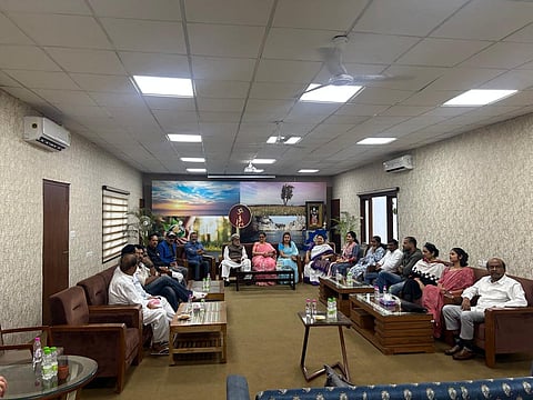 Rebel TMC MPs met Union Minister and BJP leader Bhupender Yadav at his residence, in Delhi today. 