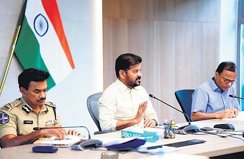 Chief Minister A Revanth Reddy reviews preparedness for monsoon rains 
and natural disasters at the MCRHRD in Hyderabad on Sunday