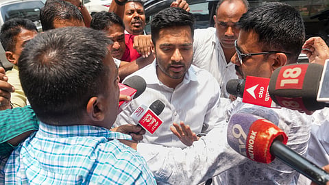 TMC National General Secretary Abhishek Banerjee arrives at the Enforcement Directorate (ED) office in connection with the alleged school jobs scam case, in Kolkata, West Bengal, Monday, June 15, 2026.