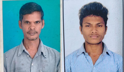 Amulraj (L) and his son Joseph left home on Saturday evening after informing family members that they were going to the fields to bathe.