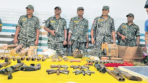 The arms and explosives were seized by security forces.