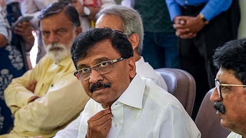 Shiv Sena (UBT) MP Sanjay Raut addresses a press conference, in New Delhi, Wednesday, June 17, 2026