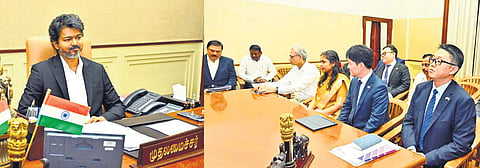 CM Vijay meets HD Hyundai executives at the Secretariat on Wednesday.