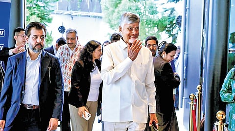 CM Naidu at the CII Partnership Summer Roadshow in Singapore.