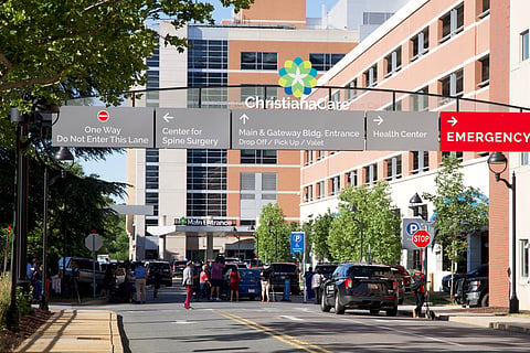 Law enforcement personnel stage outside of Wilmington Hospital in the aftermath of a shooting on Tuesday, June 16, 2026, in Wilmington