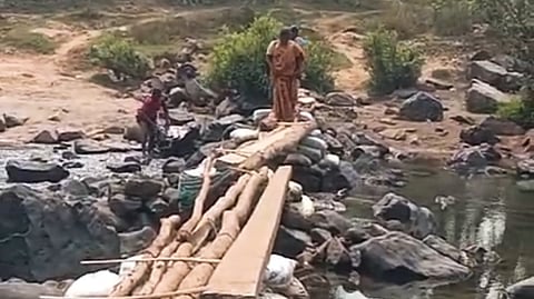 Wooden bridge at Addateegala mandal in Polavaram district.
