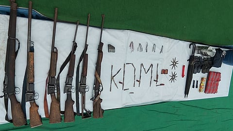 The team recovered one .303 rifle, two 12-bore guns, as many single-shot guns, and an 8 mm firearm with a wooden butt. 