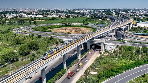 A view of India’s first Namo Bharat RRTS along the entire Delhi–Meerut corridor.