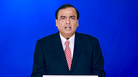 Reliance Industries Chairman Mukesh Ambani addresses the 49th Annual General Meeting (post-IPO) of Reliance Industries Limited in Mumbai, Maharashtra, on June 19, 2026.
