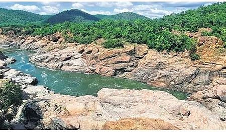 The area where the proposed Mekedatu  reservoir project is being planned across the Cauvery in Kanakapura taluk by Karnatataka 