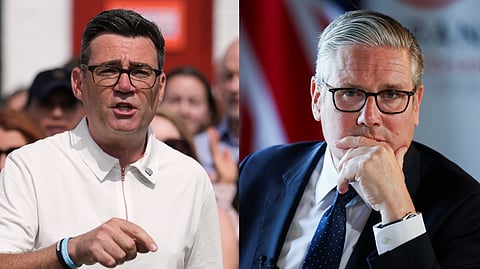 (L-R) Labour Party leader Andy Burnham and Britain's Prime Minister Keir Starmer.