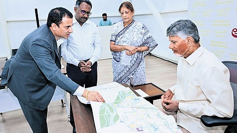 CM Nara Chandrababu Naidu during CRDA Authority Meeting on Friday. 