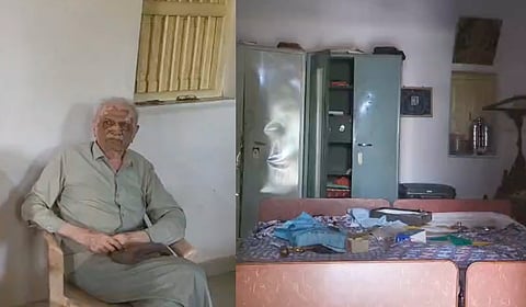 Jitendrasinh Ajitsinh Jadeja (L); the room that was looted.