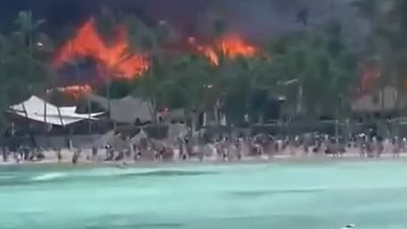 Local media reported an Italian tourist died in the fire and several other tourists required medical assistance.