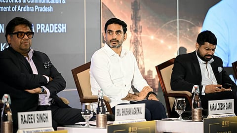 Minister for IT Nara Lokesh during the Indian Chamber of Commerce plenary in Kolkata on Friday.