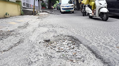 Pot hole at Jayanagar 3rd block in Bengaluru.