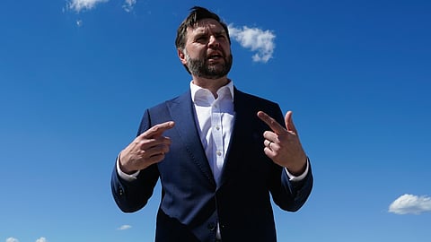 Vice President JD Vance speaks to reporters at Joint Base Andrews, Md., Saturday, June 20, 2026, en route to Switzerland. 