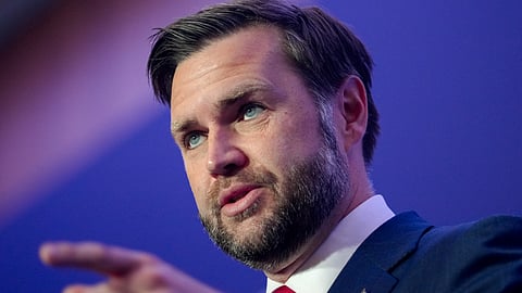 Vice President JD Vance speaks to members of the media after the U.S. and Iran held high-level talks at the Bürgenstock Resort in Obbuergen, near Lucerne, in Switzerland, Monday, June 22, 2026. 