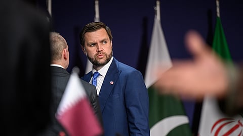 US Vice President JD Vance prior to a quadrilateral meeting between the United States, Iran, Pakistan and Qatar at the Burgenstock luxury hotel complex overlooking Lake Lucerne, Switzerland, Sunday June 21, 2026. 