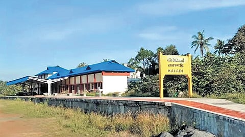 Kalady railway station of the Sabari Rail Line.