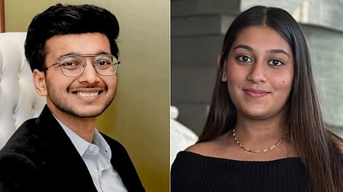 (L-R) Ketan Vishal Agrawal, a 26-year-old real estate director and his fiancee Siya Goyal.