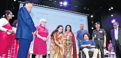 Laxmi Puri, former Assistant Secretary-General at the United Nations, during the  16th UN International Widows Day at the British Council on Tuesday | express