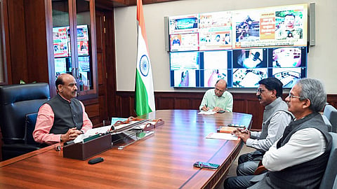 Shiv Sena (UBT) Lok Sabha MPs Arvind Sawant and Anil Desai meet Lok Sabha Speaker Om Birla in Parliament in New Delhi, Wednesday, June 24, 2026.
