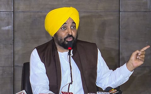 Punjab Chief Minister Bhagwant Mann addresses a press conference, in Mohali, Punjab, Thursday, June 25,