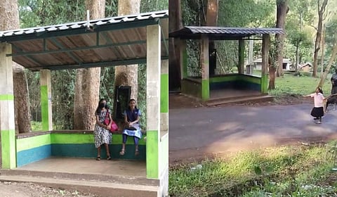The bus stop built by Balan movie team at Kunduvadi, a tribal hamlet near Chekadi in Wayanad.