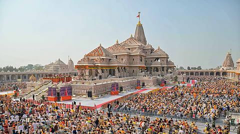 A view of the Shri Ram Janmabhoomi Mandir, in Ayodhya.
