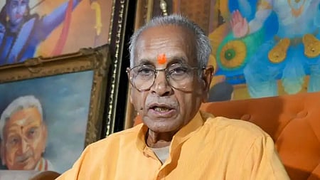 General secretary of Shri Ram Janmabhoomi Teerth Kshetra Trust Champat Rai speaks to the media in Ayodhya.