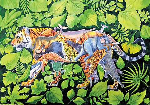 Tribal motifs Painted on wild canvas