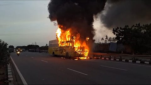 Upon receiving information, personnel from the Red Hills and Ambattur Fire and Rescue Services brought the blaze under control.
