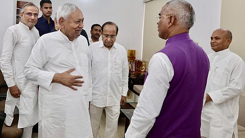 RCP Singh meets former CM Nitish Kumar at his official residence in Patna on Saturday, June 27, 2026.  | 