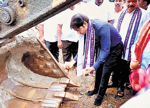 Collector Ankith commences restoration works at the Sri Sita Ramachandra Swamy temple on Saturday